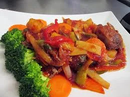 canard à l'aigre doux, riz thaï