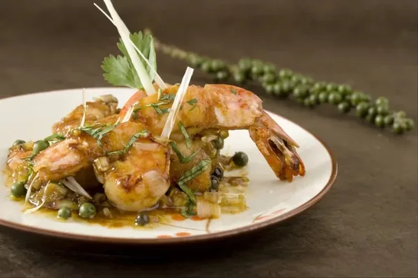 Crevettes à la citronnelle (kali), riz thaï